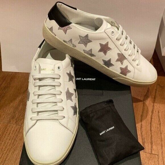 Saint Laurent YSL Silver Star Sneaker SIZE38 +/ US8.5 NEW IN BOX - Picture 3 of 13